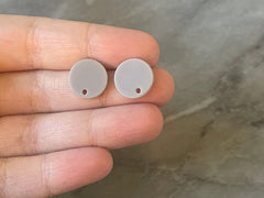 Light Gray 13mm confetti circle post earring blanks, drop earring stud earring, jewelry dangle DIY earring making gray jewelry