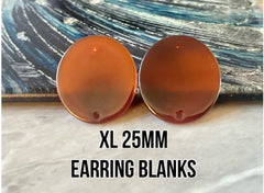 XL 25mm Red Round Circle stud earring blanks, drop earring post, stud earring, gold jewelry, dangle DIY making round acrylic acetate