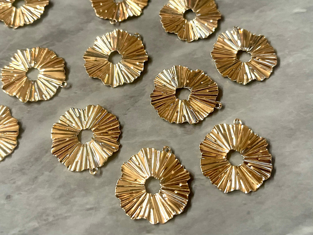 Gold metal Earring Blanks, earring bead jewelry making, 26mm circle jewelry, gold pendant round blank, solid gold color drop dangle