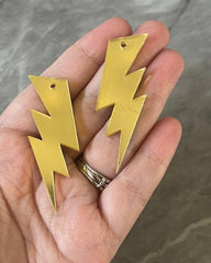 Gold Mirror Earring Blanks, Lightening Bolt 55mm Pairs, Gold blanks, weather jewelry, laser cut acrylic blanks, jewelry blanks