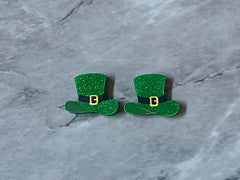 Leprechaun Acrylic Earring Blanks, blank green glitter jewelry, resin earrings, lucite earring blanks, St. Patricks Day, green jewel