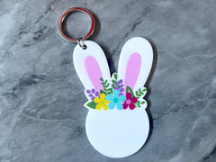 Rabbit Keychain Blanks w 1 Hole, Keychain blanks, acrylic blanks, monogram keychain, monogram gifts sign blanks 3” Easter bunny