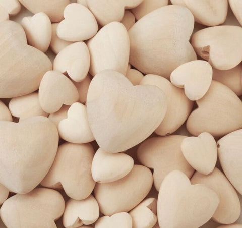 SALE Wood heart, smooth wood heart beads, bangle making beads, wholesale sanded bead hearts