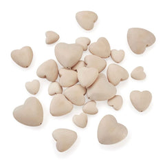 SALE Wood heart, smooth wood heart beads, bangle making beads, wholesale sanded bead hearts