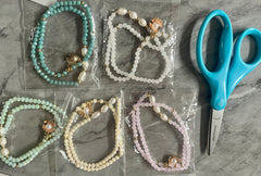 WHOLESALE 10 Pearl Bracelets, blank charm bracelets, stretch bracelets
