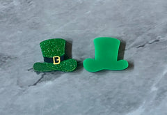 Leprechaun Acrylic Earring Blanks, blank green glitter jewelry, resin earrings, lucite earring blanks, St. Patricks Day, green jewel