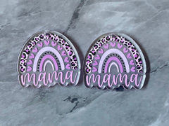 XL Pink Mama Leopard Print Rainbow Acrylic Blanks Cutout, earring jewelry making, drop earring blanks, 35mm animal print U shape half moon