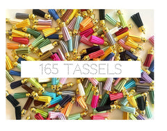 WHOLESALE Pieces 40mm Rainbow Gold Capped Suede Tassels Jewelry Supplies Monogram Keychain Suede Metallic, sale clearance beads
