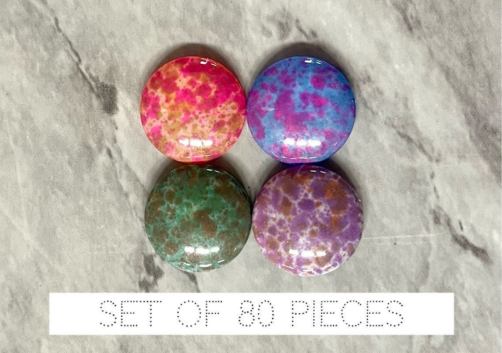 5 Pack Dichroic Glass Gems - Glass Cabochons - Glass Beads - Fused