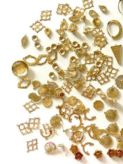 SALE Huge LOT gold findings for jewelry creation, bangle making earring decor, fasteners charms pendants dangle chandelier necklace