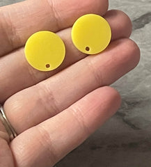 Lemon Yellow 16mm colorful circle post earring circle blanks, drop earring stud earring, jewelry dangle DIY earring making round