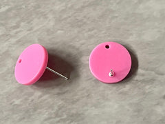 Pink 16mm colorful circle post earring circle blanks, drop earring stud earring, jewelry dangle DIY earring making round magenta