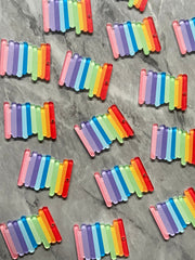 Rainbow Stripe Acrylic Blanks Cutout, earring pendant jewelry making, 35mm jewelry, 1 Hole earring blanks, book stack stairs colorful