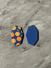 Orange & Navy 3D Printed Blanks Cutout, earring pendant jewelry making, 39mm jewelry, 1 Hole earring blanks, oval colorful