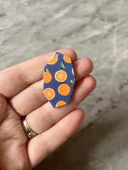 Orange & Navy 3D Printed Blanks Cutout, earring pendant jewelry making, 39mm jewelry, 1 Hole earring blanks, oval colorful