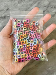 WHOLESALE Square Heart Beads, colorful bead soup