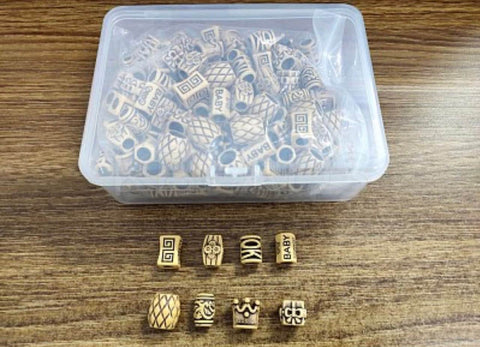 WHOLESALE Huge Lot Plastic etched beads, hair beads, jewelry making, dread lock beads, faux wood beads