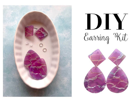 DIY statement Earrings Kit, statement earring makers kit, geometric floral boutique earrings, kids activity, summer craft box activity