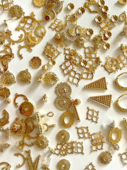 SALE Huge LOT gold findings for jewelry creation, bangle making earring decor, fasteners charms pendants dangle chandelier necklace