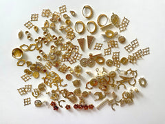 SALE Huge LOT gold findings for jewelry creation, bangle making earring decor, fasteners charms pendants dangle chandelier necklace