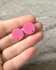Pink 16mm colorful circle post earring circle blanks, drop earring stud earring, jewelry dangle DIY earring making round magenta