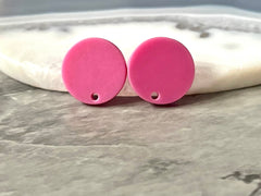 Pink 16mm colorful circle post earring circle blanks, drop earring stud earring, jewelry dangle DIY earring making round magenta