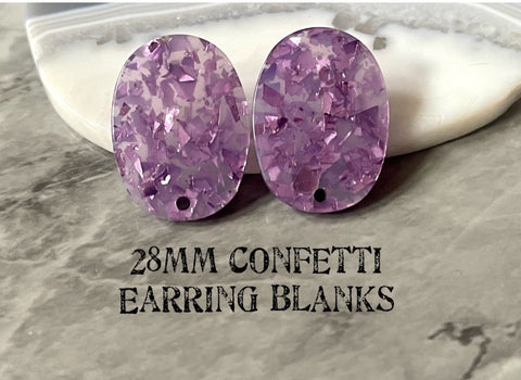 Purple Confetti Rainbow 28mm Mosaic post earring blanks, colorful drop earring, chunky stud earrings statement jewelry, dangle DIY making