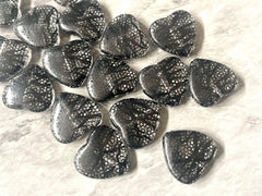 Black Lace Heart 23mm Beads, black beads, large acrylic tube beads, black jewery, black bangle, wire bangle, jewelry making, big black beads