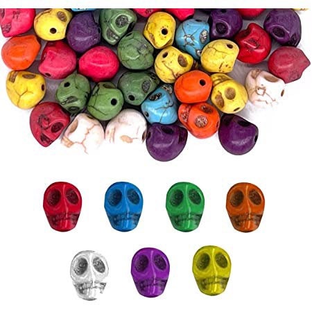 WHOLESALE! Skeleton Colorful Howlite skull beads, colorful sale wholesale