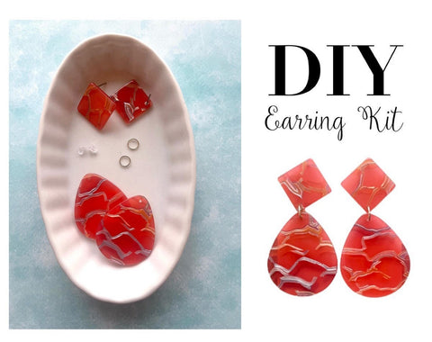 DIY statement Earrings Kit, statement earring makers kit, geometric floral boutique earrings, kids activity, summer craft box activity