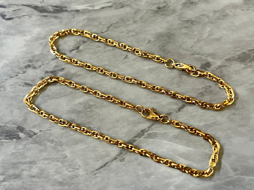 WHOLESALE 2 Bracelets, Gold Cable staircase Chain Extender Chain for making, gold jewelry making stainless steel chain sale