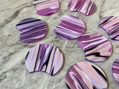 Purple Silver Black Striped Resin Acrylic Blanks Cutout, circle round earring pendant jewelry making, 35mm jewelry, 1 Hole earring blanks