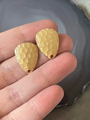 20mm tan gold painted post earring teardrop blanks, gold earring, gold stud earring, gold jewelry, gold dangle earring making circle