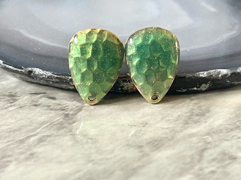 20mm green gold painted post earring teardrop blanks, gold earring, gold stud earring, gold jewelry, gold dangle earring making circle