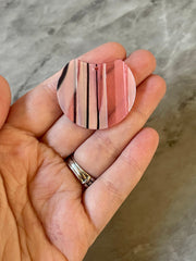 Pink Silver Black Striped Resin Acrylic Blanks Cutout, circle round earring pendant jewelry making, 35mm jewelry, 1 Hole earring blanks