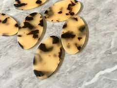 Blonde Tortoise Shell brown black Resin Beads, oval cutout acrylic 39mm Earring Necklace pendant, one hole top jewelry acrylic DIY