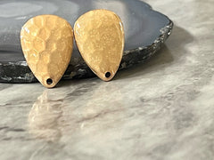 20mm tan gold painted post earring teardrop blanks, gold earring, gold stud earring, gold jewelry, gold dangle earring making circle