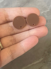 Brown 16mm colorful circle post earring circle blanks, drop earring stud earring, jewelry dangle DIY earring making round chocolate