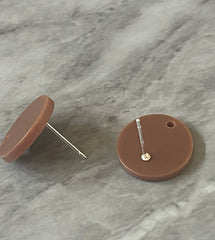 Brown 16mm colorful circle post earring circle blanks, drop earring stud earring, jewelry dangle DIY earring making round chocolate