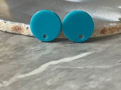 14mm NEON BLUE post earring round blanks, neon blue round earring, blue stud earring, drop dangle earring making colorful jewelry blanks