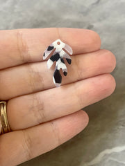 Black Mosaic Feather Beads, geometric shape acrylic 24mm Long Earring or Necklace pendant bead 1 one hole top teardrop long drop earrings