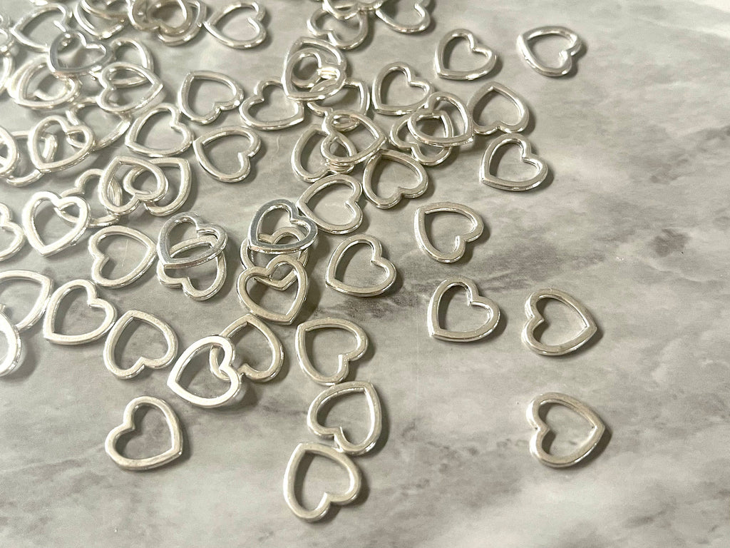 WHOLESALE Tiny heart silver charms, sale charms, clearance charms, heart charms, silver charms