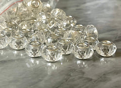 WHOLESALE! Silver barrel clear glass rondelle beads