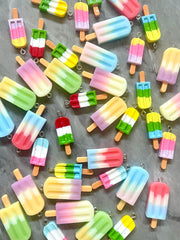 WHOLESALE 40 Popsicle Pendants, resin colorful summer treats, cabochon ice cream cone beads, sale clearance