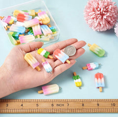WHOLESALE 40 Popsicle Pendants, resin colorful summer treats, cabochon ice cream cone beads, sale clearance