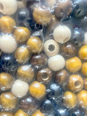 WHOLESALE Large painted Wood beads, circular beads, round wood beads, bead garland beads, rustic wood jewelry