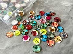 WHOLESALE 200 14mm nature cabochon pieces, flat back earring blanks, tree cabochons, colorful cabochons