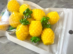 WHOLESALE Pineapple plastic pendant charms, 1 hole pendant beads, yellow charms, fruit charms
