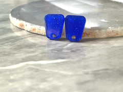 15mm royal blue post earring blanks drop earring, stud earring jewelry dangle DIY earring making rectangle resin, royal blue earrings