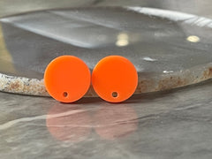 14mm NEON ORANGE post earring round blanks, orange round earring, orange stud earring, drop dangle earring making colorful jewelry blanks